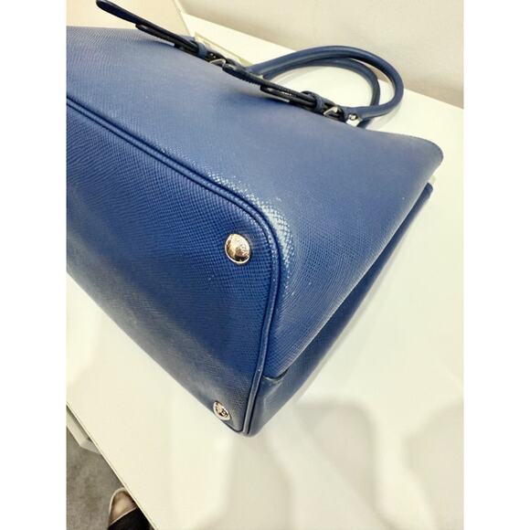 Prada  Saffiano Leather Double Handle Tote Handbag Inchiostro/Red - Picture 14 of 15